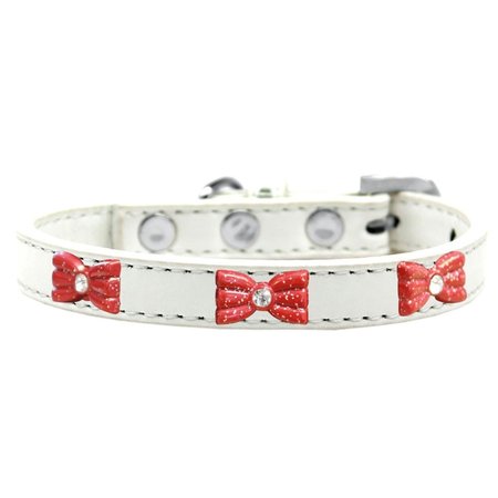 PET PAL Red Glitter Bow Widget Dog CollarWhite Size 14 PE856397